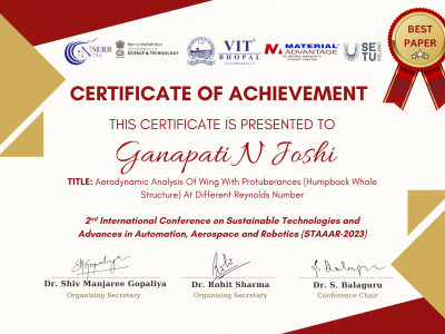 Best paper award received by Dr. Ganapati N Joshi